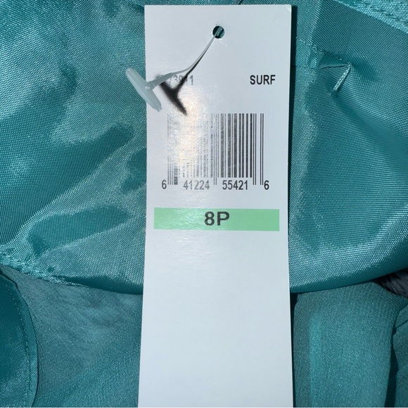 Vintage Maggy London Silk Halter Midi Dress Teal Open Back Party Dress Size 8P - Picture 11 of 11